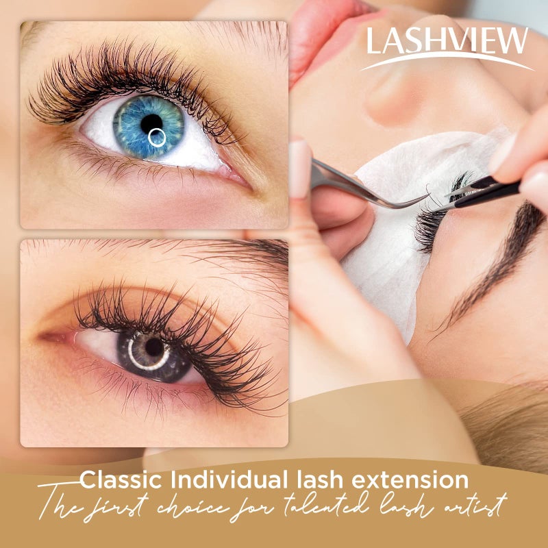 LASHVIEW Eyelash Extensions, Premium Single & Classic Individual Lashes, 0.10 Thickness D Curl 8-15mm Mixed Tray, Natural Semi-Permanent, Soft Application-Friendly - Image 5